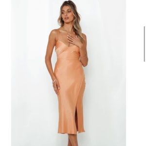 Hello Molly Crashing Prom Midi Dress (Orange)